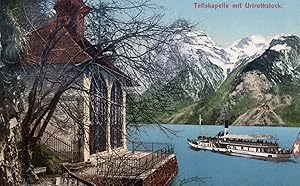 Tellskapelle Mit Urirothstock Switzerland Steamer Ship Old Postcard