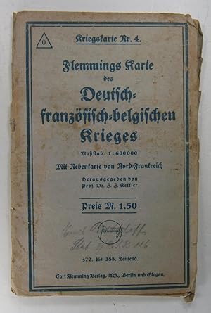 Imagen del vendedor de Flemmings Karte des Deutsch-franzsisch-belgischen Krieges. Mastab: 1:600 000. Mit Nebenkarte von Nord-Frankreich. a la venta por Brbel Hoffmann