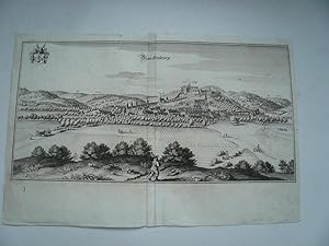 Bild des Verkufers fr Blanckenburg (Blankenburg, Harz). Anno 1654 Merian, Caspar: Merian, Caspar: Blanckenburg (Blankenburg, Harz). Frankfurt, 1654 Kupferstich. 18,6 x 36,6 cm. - Aus Merians Topographia Germaniae, Bd.15: Herzogtum Braunschweig-Lneburg zum Verkauf von Hammelburger Antiquariat