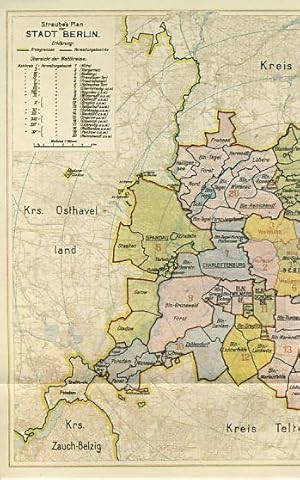 Straubes Plan der Stadt Berlin, mit den Verwaltungsbezirken und Wahlkreisen nach dem Gesetz vom 2...