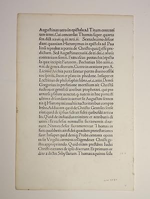 Bild des Verkufers fr Discordantiae sanctorum doctorum Hieronymi et Augustini (GW 3387, HCR 2453). zum Verkauf von Versandantiquariat Christine Laist