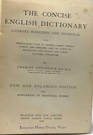 The concise english dictionary literary scientific and technical - new and enlarged edition with ...