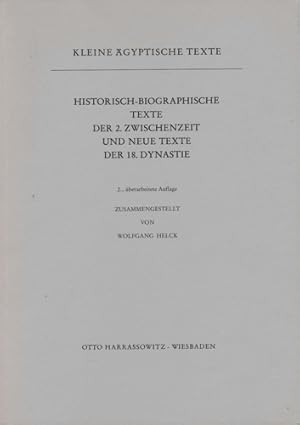 Imagen del vendedor de Historisch-biographische Texte der 2. Zwischenzeit und neue Texte der 18. Dynastie. a la venta por Versandantiquariat  Rainer Wlfel