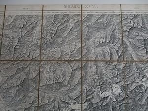 Topographische Karte der Schweiz (Auch): Dufourkarte. (Hier): Blatt XVII: Vevey. Sion. Maßstab 1:...