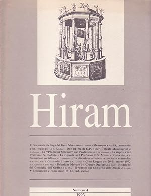 Rivista esoterismo HIRAM N° 4 anno 1993. ORGANO DEL GRANDE ORIENTE D'ITALIA.