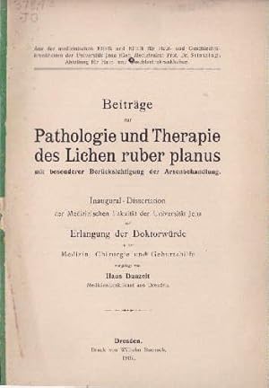 Seller image for Beitrge zur Pathologie und Therapie des Lichen ruber planus mit besonderer Bercksichtigung der Arsenbehandlung. Inaugural-Dissertation. for sale by Antiquariat Heinz Tessin