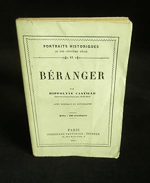 Seller image for BERANGER ( Pierre-Jean de ) . for sale by Librairie Franck LAUNAI