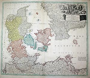 "Regni Daniae" - Denmark Dänemark Danmark Scandinavia map Karte