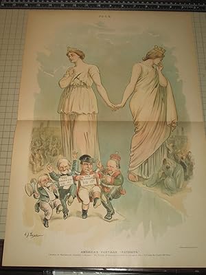 Seller image for 1894 Puck Lithograph of "America's Partisan Patriots" - Chorus of Republican Leaders - Hooray! We'll make all the political capital we can out of this -- it'll help the Grand Old Party! for sale by rareviewbooks