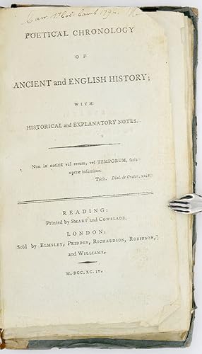 Poetical Chronology of Ancient and English History; with historical and explanatory notes.