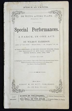 Seller image for Special Performances: A Farce, in One Act [De Witt's Acting Plays, no. 78] for sale by Classic Books and Ephemera, IOBA