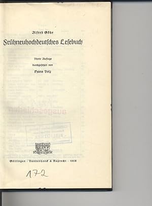 Bild des Verkufers fr Frhneuhochdeutsches Lesebuch. zum Verkauf von Antiquariat Bookfarm