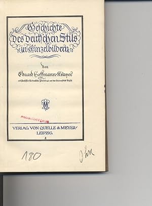 Bild des Verkufers fr Geschichte des deutschen Stils in Einzelbildern. zum Verkauf von Antiquariat Bookfarm