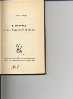 Image du vendeur pour Einfhrung in die Sprachpsychologie. mis en vente par Antiquariat Bookfarm