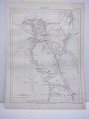 Antique Map of Egypt from Encyclopaedia Britannica, Ninth Edition Vol. VII Plate VI (1878)