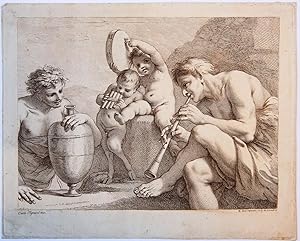 Imagen del vendedor de Satyrs making music (satyrs maken muziek). a la venta por Goltzius