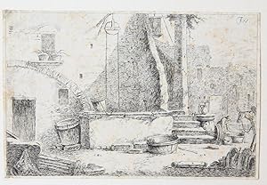 Seller image for The well [set: Landscape scenes with ruins] (de put met vrouw en ezel). for sale by Goltzius