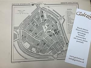 Gouda (n.2: plattegrond der stad). Origineel gelithografeerd kaartje uit de Gemeenteatlas, ca. 18...