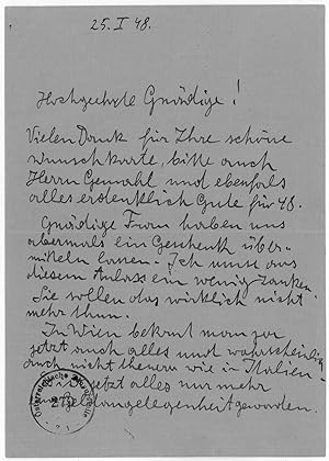 Bild des Verkufers fr Autograph letter signed. zum Verkauf von Antiquariat INLIBRIS Gilhofer Nfg. GmbH