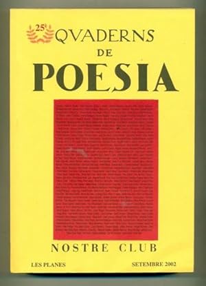 Imagen del vendedor de QUADERNS DE POESIA. Les Planes setembre 2002 a la venta por Ducable Libros