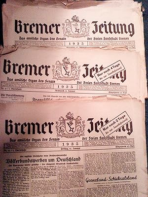 Bremer Zeitung Amtliches Organ des Senats der Freien Hansestadt Bremen Konvolut von 4 Ausgaben de...