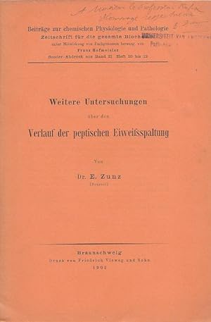 Weitere Untersuchungen über den Verlauf der peptischen Eiweißspaltung.