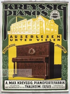 Kleinplakat - Kreyssig Pianos - A. Max Kreyssig Pianofortefabrik.