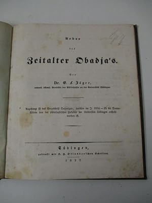 Immagine del venditore per Ueber das Zeitalter Obadja's. venduto da Antiquariat Bookfarm