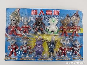 LOTE 12 FIGURAS PLÁSTICO ULTRAMAN ULTRA MAN FIRST CONTACT EN BLISTER. 28,5X43. TOKUSATSU., 1996