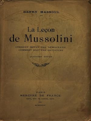 Seller image for La Lecon de Mussolini for sale by Librodifaccia