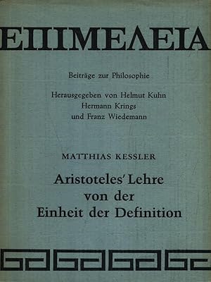 Bild des Verkufers fr Aristoteles' lehre von der einheit der definition zum Verkauf von Librodifaccia