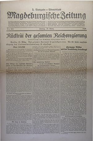 Seller image for Magdeburgische Zeitung Nr. 218. Freitag, den 26. Mrz 1920. 3. Ausgabe - Abendblatt. for sale by Rotes Antiquariat