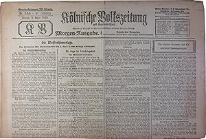 Seller image for Klnische Volkszeitung. Freitag, den 2. April 1920. Morgen-Ausgabe. for sale by Rotes Antiquariat