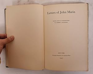 Seller image for Letters of John Marin for sale by Mullen Books, ABAA