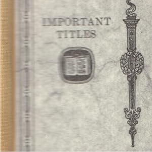 Seller image for Important Titles for sale by Back of Beyond Books