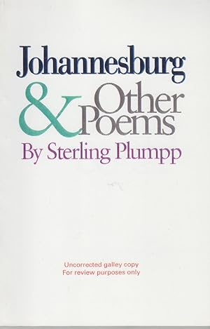 Bild des Verkufers fr Johannesburg & Other Poems zum Verkauf von Beasley Books, ABAA, ILAB, MWABA
