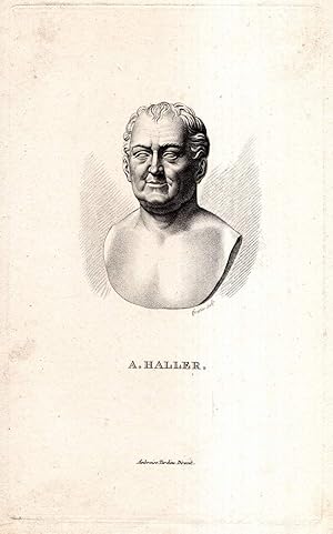 Imagen del vendedor de A. Haller. Stahlstich von Forestier bei Tardieu nach der Marmor-Bste 1810 von S. Caldelari. a la venta por Antiquariat Dennis R. Plummer