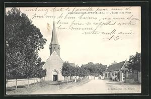 Carte postale Montigny-sur-Avre, L`Eglise et la Place