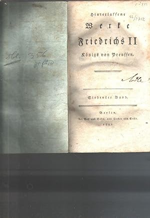Hinterlassene Werke Friedrichs II Königs von Preussen Siebenter und Achter Band (Gedichte)