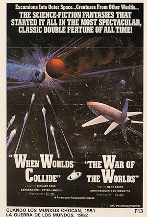 Imagen del vendedor de War Of The Worlds When Collide Double Movie Film Launch Postcard a la venta por Postcard Finder