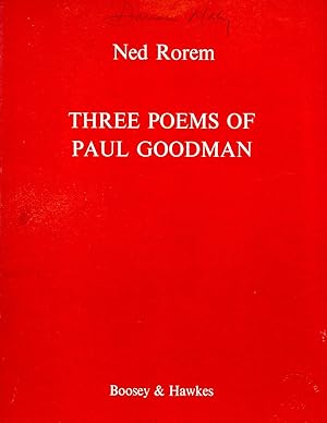 Imagen del vendedor de Three Poems of Paul Goodman for voice and piano a la venta por Book Booth