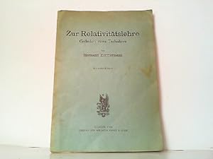 Seller image for Zur Relativittslehre. Gedanken eines Technikers. for sale by Antiquariat Ehbrecht - Preis inkl. MwSt.