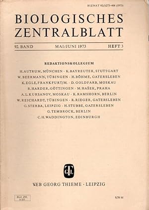 Biologisches Zentralblatt, 92. Band (1973), Heft 3