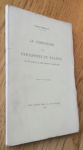 La condition des personnes en France du IXe siècle au mouvement communal