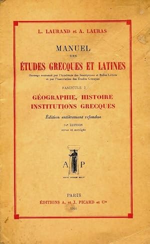 Manuel des ?tudes grecques et latines fascicule I - L Laurand