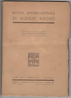RIVISTA INTERNAZIONALE DI SCIENZE SOCIALI. Pubblicata a cura dell'Università Cattolica del Sacro ...
