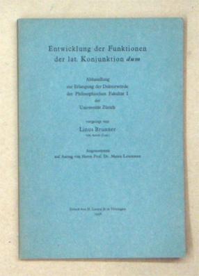 Image du vendeur pour Entwicklung der Funktionen der lat. Konjunktion dum. mis en vente par antiquariat peter petrej - Bibliopolium AG