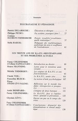 Seller image for Esquisses Psychanalytiques. - N 8 - Automne 1987 - Psychanalyse et Pdagogie. for sale by PRISCA