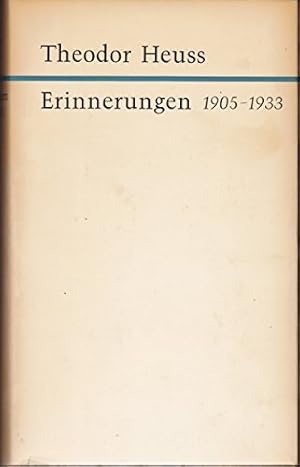 Bild des Verkufers fr Erinnerungen . 1905 - 1933 . Erschienen ca. 1965 zum Verkauf von Gabis Bcherlager