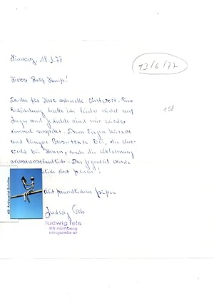 Handgeschriebener Brief an Rolf Haufs.
